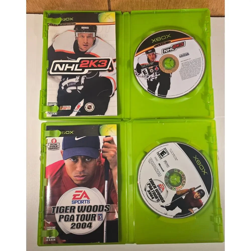 Top Spin Madden NCAA Football 2K3 NHL Tiger Woods Xbox Lot 5 games